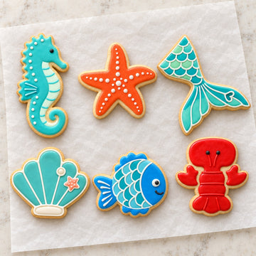Ocean Cookie Cutter Set (decorated cookie mockup)