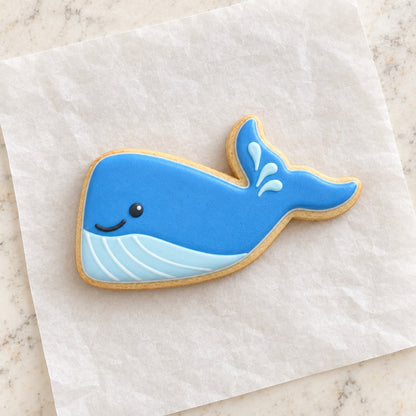 Ocean Whale Cookie Cutter (decorated cookie mockup)