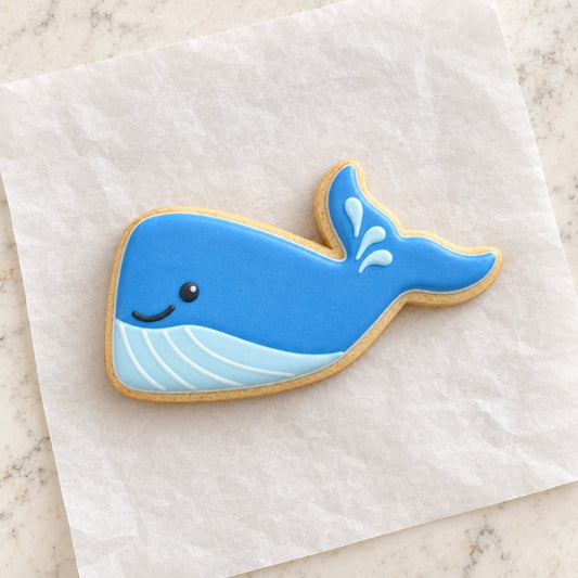 Ocean Whale Cookie Cutter (decorated cookie mockup)