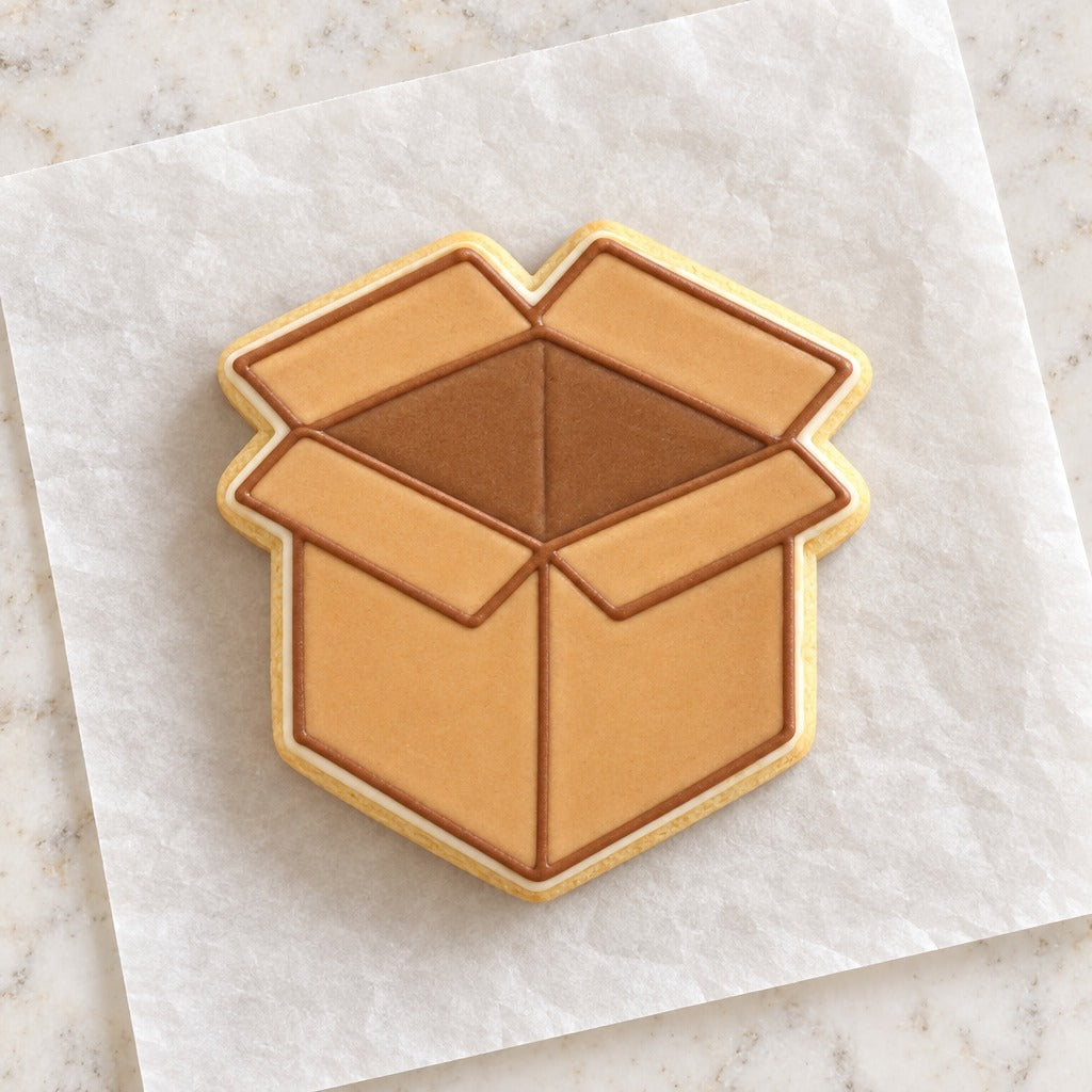 Open Box Cookie Cutter (decorated cookie mockup)