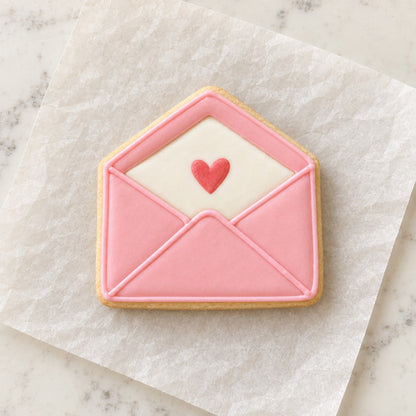 Open Envelope Cookie Cutter (decorated cookie mockup)