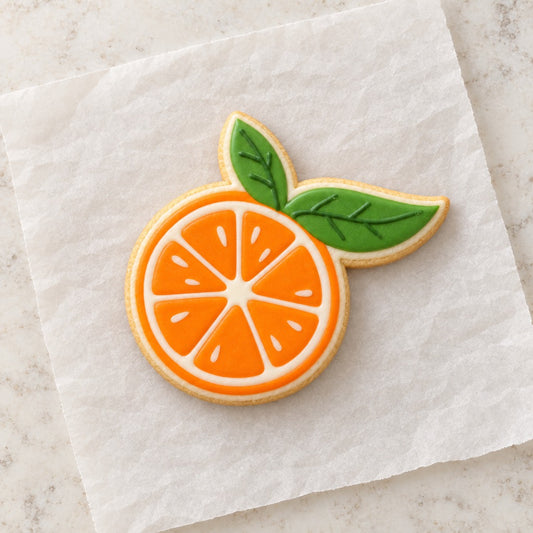 Orange Outline Cookie Cutter (decorated cookie mockup)