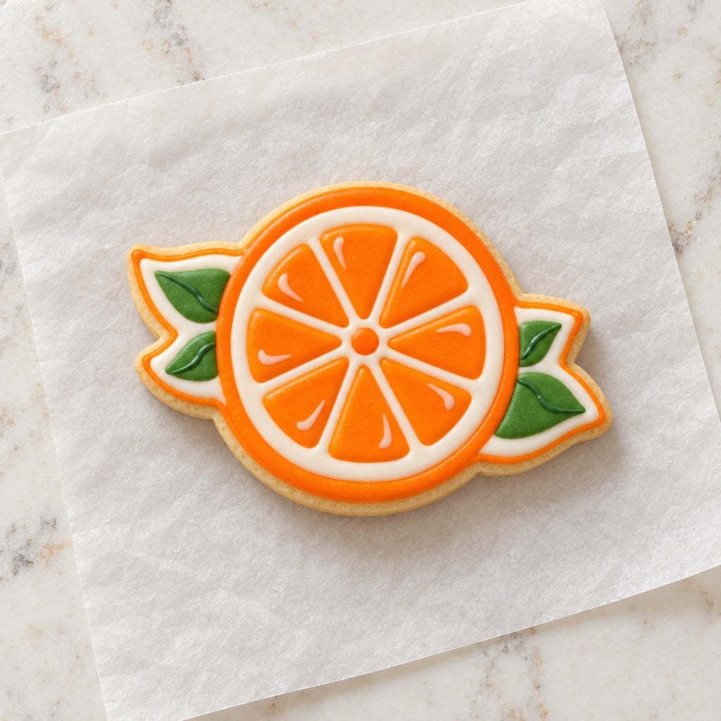 Orange Slice Cookie Cutter (decorated cookie mockup)