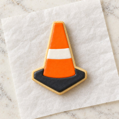 Orange Traffic Cone Cookie Cutter (decorated cookie mockup)