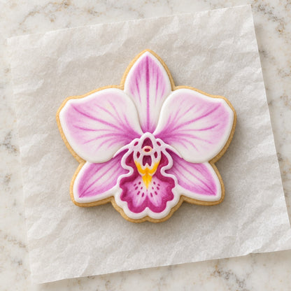 Orchid Cookie Cutter (decorated cookie mockup)