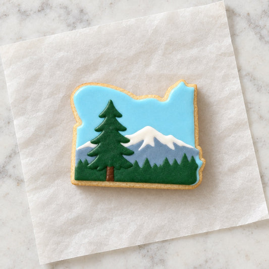 Oregon State Cookie Cutter (decorated cookie mockup)