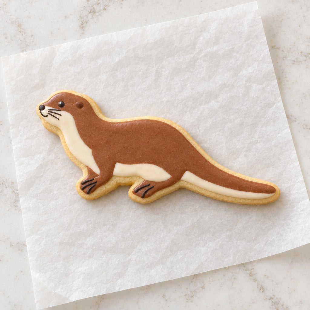 Otter Outline Cookie Cutter (decorated cookie mockup)