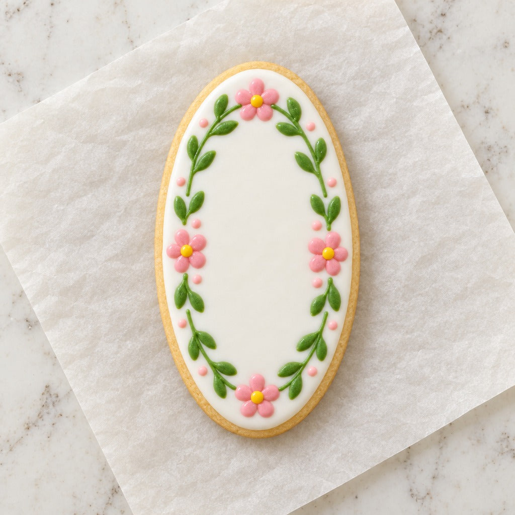 Oval Cookie Cutter (decorated cookie mockup)