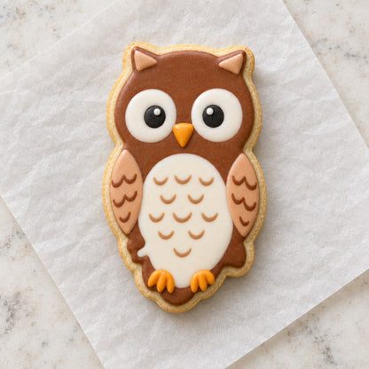 Owl Outline Cookie Cutter (decorated cookie mockup)