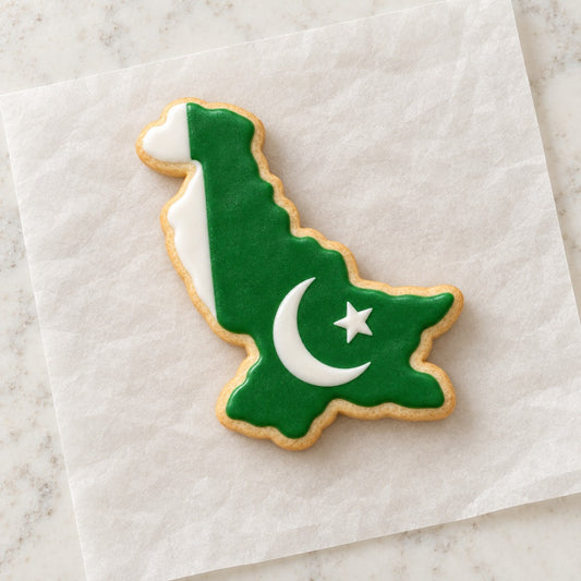 Pakistan Cookie Cutter (decorated cookie mockup)