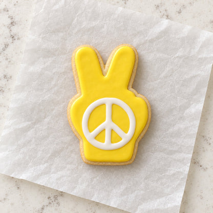 Peace Sign Cookie Cutter (decorated cookie mockup)