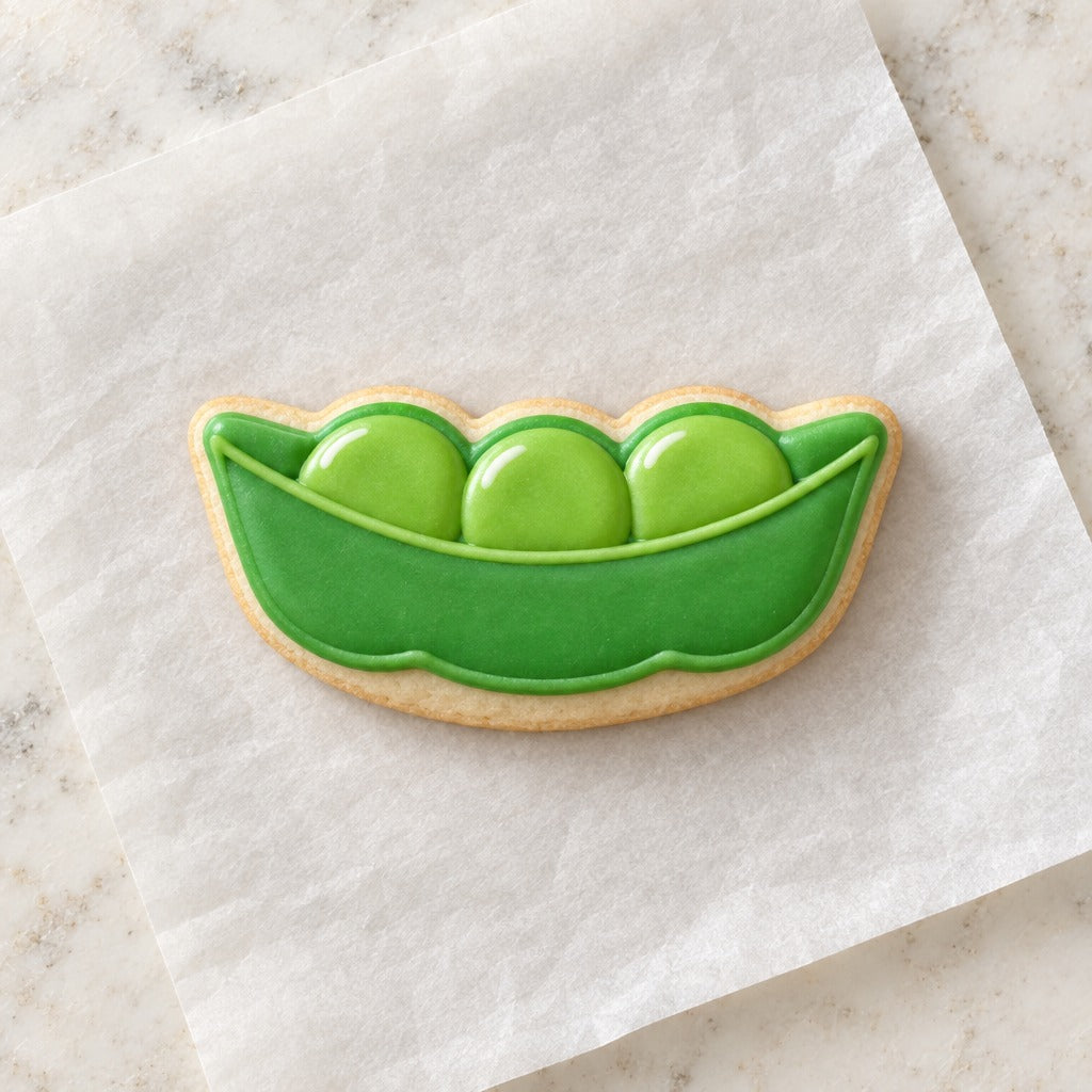 Peas Cookie Cutter (decorated cookie mockup)