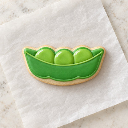 Peas Cookie Cutter (decorated cookie mockup)