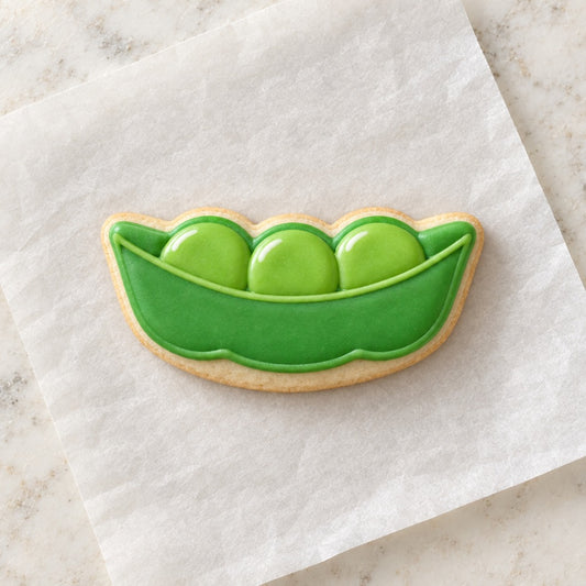 Peas Cookie Cutter (decorated cookie mockup)