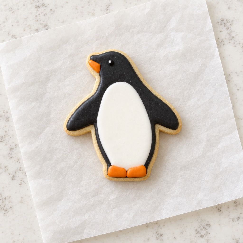 Penguin Cookie Cutter (decorated cookie mockup)