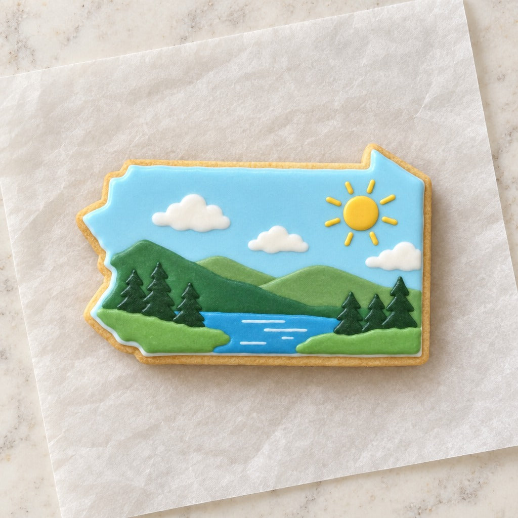 Pennsylvania State Cookie Cutter (decorated cookie mockup)