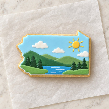 Pennsylvania State Cookie Cutter (decorated cookie mockup)