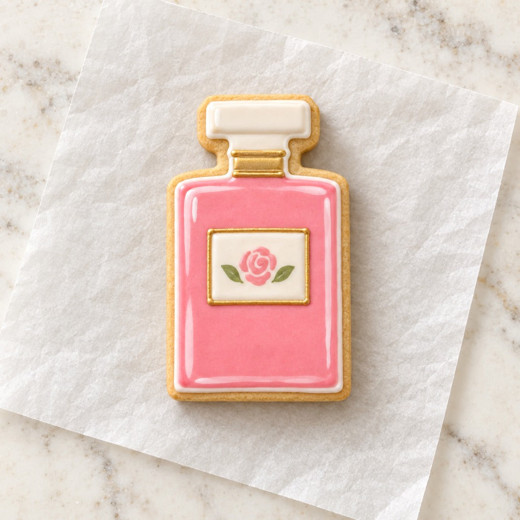 Perfume Bottle Cookie Cutter (decorated cookie mockup)