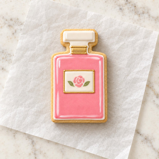 Perfume Bottle Cookie Cutter (decorated cookie mockup)