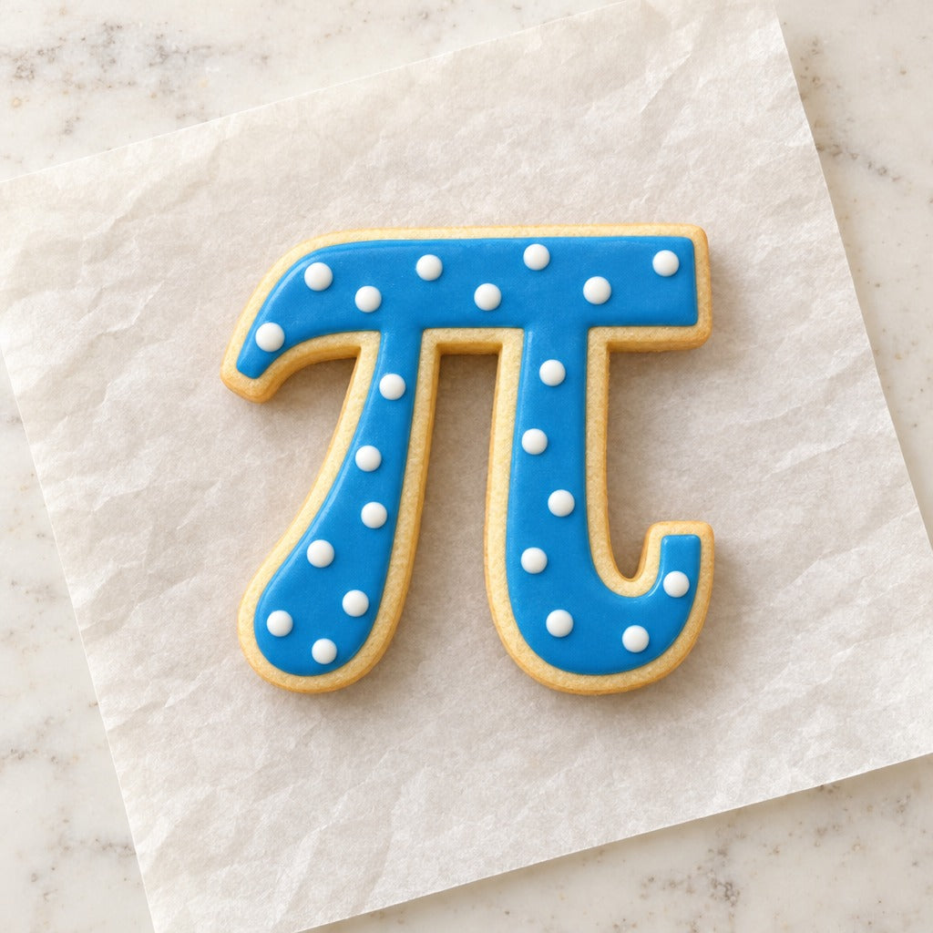 Pi Symbol Cookie Cutter (decorated cookie mockup)