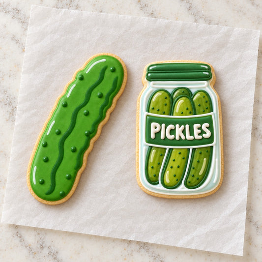 Pickle Cookie Cutter Set (decorated cookie mockup)