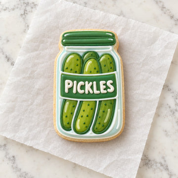 Pickle Jar Cookie Cutter (decorated cookie mockup)