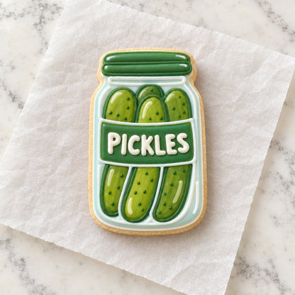 Pickle Jar Cookie Cutter (decorated cookie mockup)