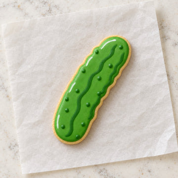 Pickle Outline Cookie Cutter (decorated cookie mockup)