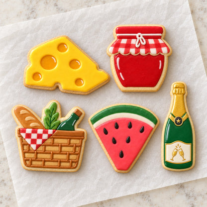 Picnic Cookie Cutter Set (decorated cookie mockup)