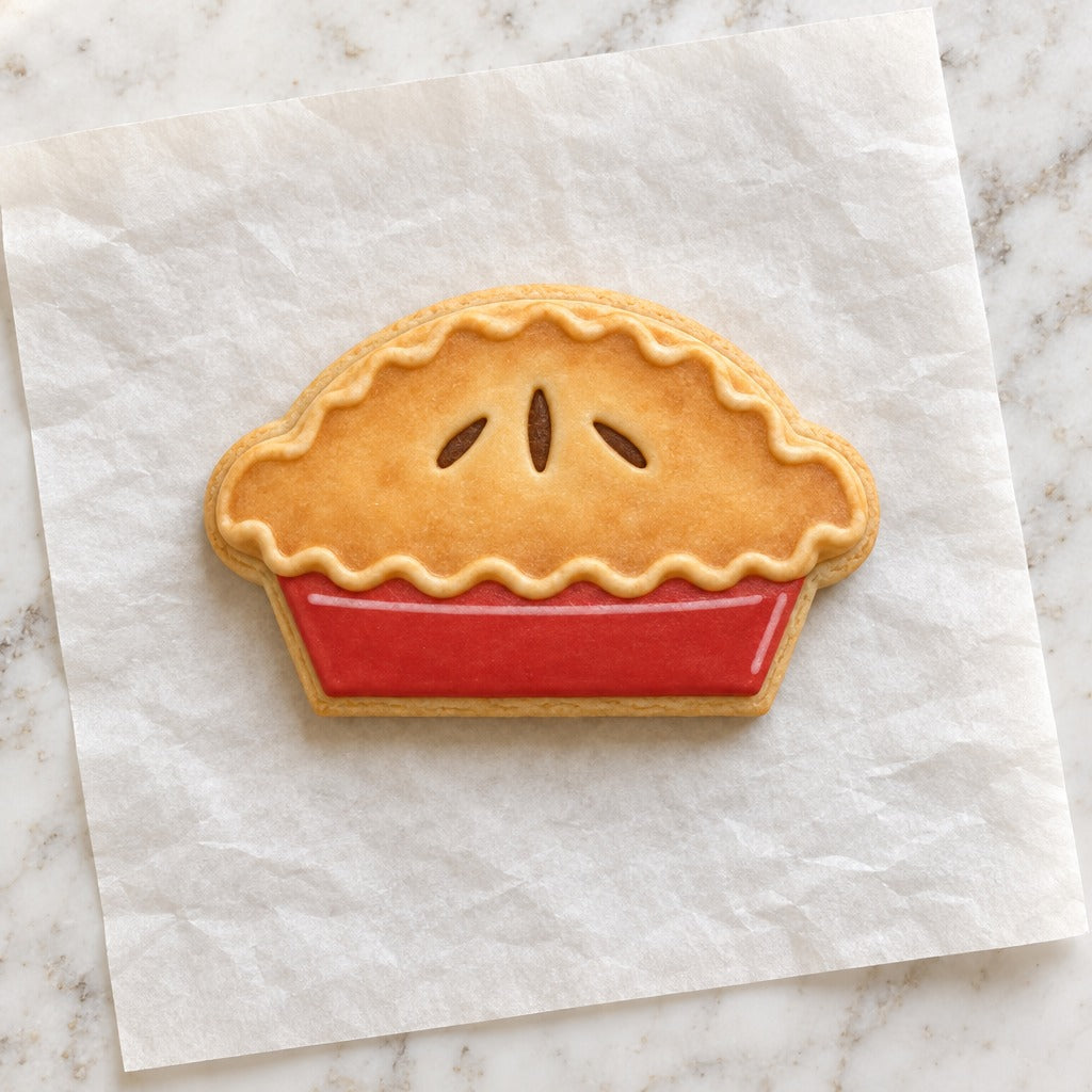 Pie Outline Cookie Cutter (decorated cookie mockup)