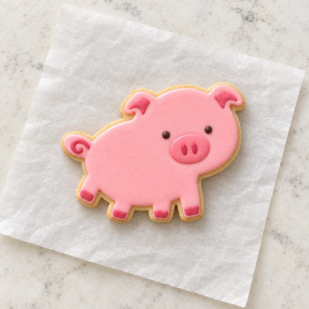 Pig Cookie Cutter (decorated cookie mockup)