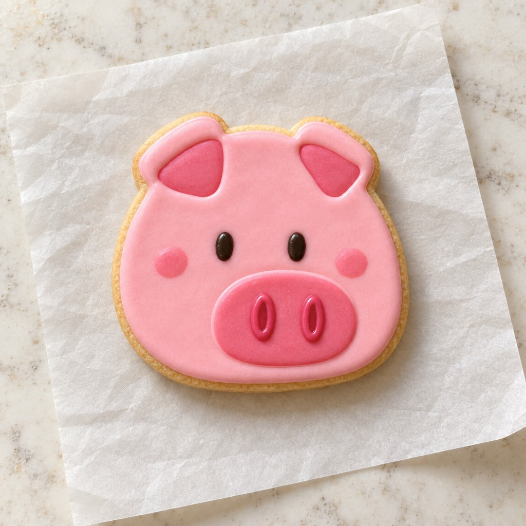 Pig Face Cookie Cutter (decorated cookie mockup)