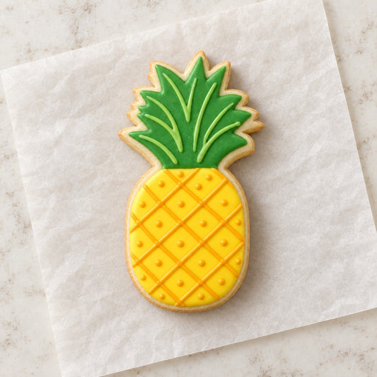 Pineapple Outline Cookie Cutter (decorated cookie mockup)