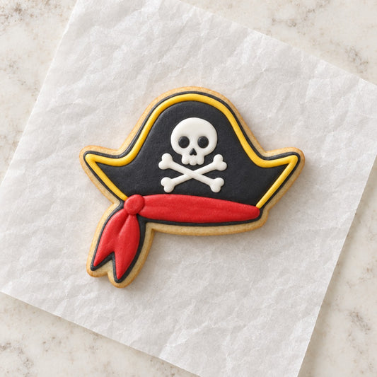 Pirate Hat Cookie Cutter (decorated cookie mockup)