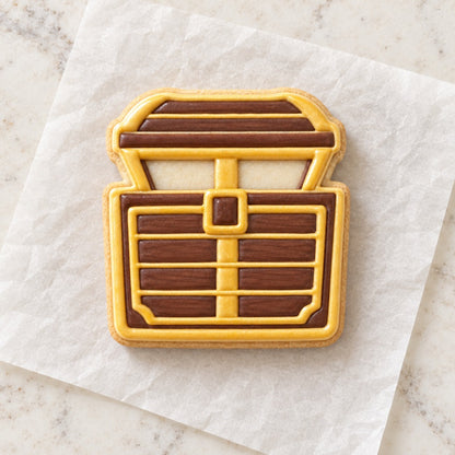 Pirate Treasure Chest Cookie Cutter (decorated cookie mockup)