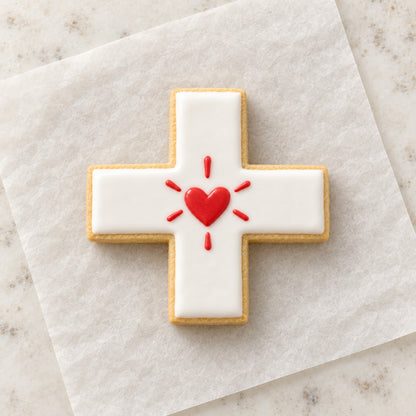 Plus Sign Outline Cookie Cutter (decorated cookie mockup)