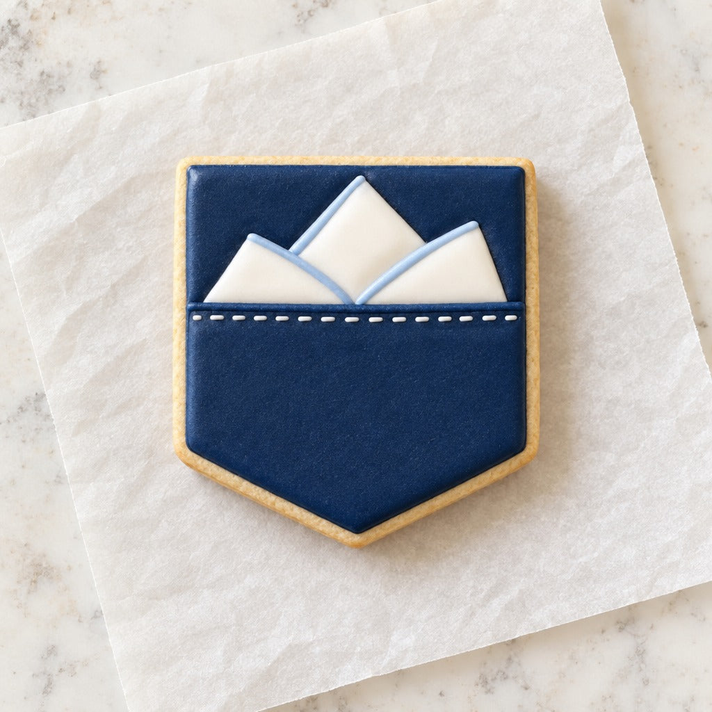 Pocket Square Outline Cookie Cutter (decorated cookie mockup)