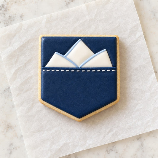 Pocket Square Outline Cookie Cutter (decorated cookie mockup)