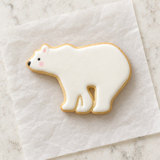 Polar Bear Outline Cookie Cutter (decorated cookie mockup)