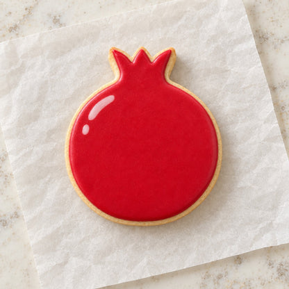 Pomegranate Outline Cookie Cutter (decorated cookie mockup)