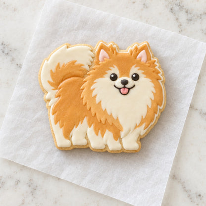 Pomeranian Cookie Cutter (decorated cookie mockup)