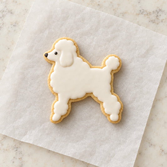 Poodle Outline Cookie Cutter (decorated cookie mockup)