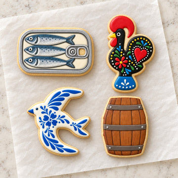 Portugal Cookie Cutter Set (decorated cookie mockup)