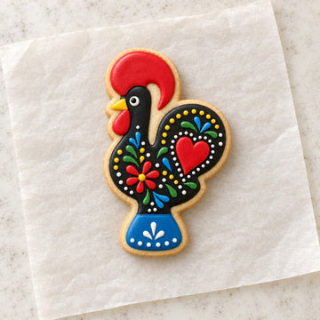 Portuguese Rooster Cookie Cutter (decorated cookie mockup)