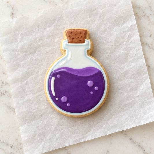 Potion Bottle Cookie Cutter (decorated cookie mockup)