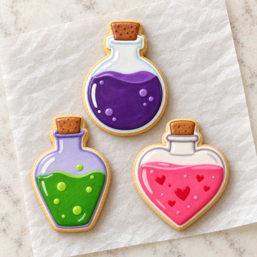 Potion Bottle Cookie Cutter Set (decorated cookie mockup)