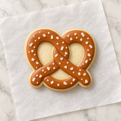 Pretzel Outline Cookie Cutter (decorated cookie mockup)