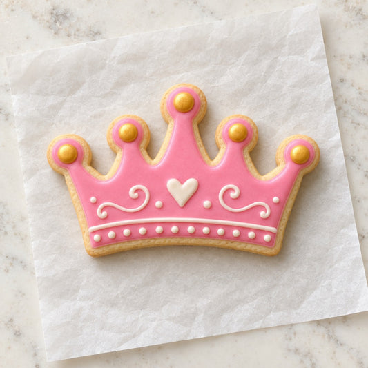 Princess Crown Cookie Cutter (decorated cookie mockup)