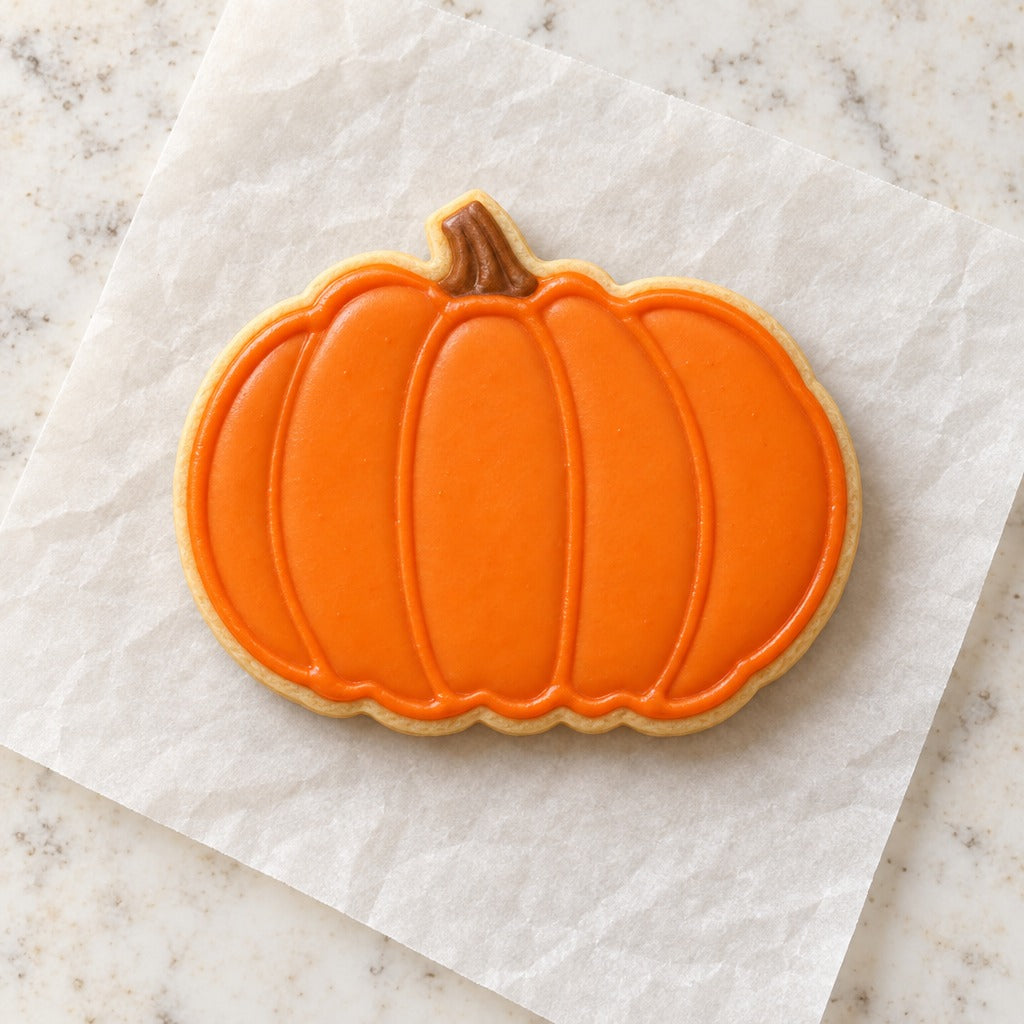 Pumpkin Outline Cookie Cutter (decorated cookie mockup)