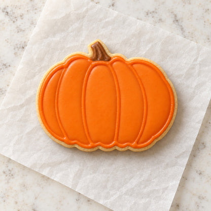 Pumpkin Outline Cookie Cutter (decorated cookie mockup)